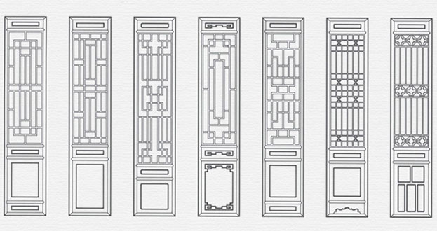 庐山常用中式仿古花窗图案隔断设计图