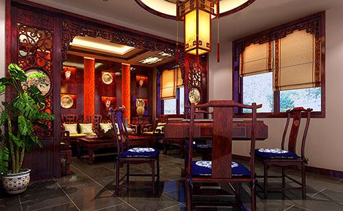 庐山古典中式风格茶楼包间设计装修效果图